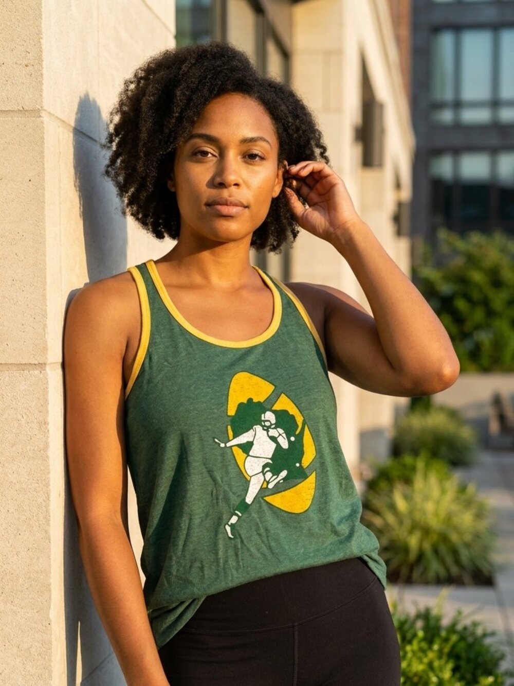NFL Green Bay Packers Racerback Tank Top Women’s L Green Gold Sleeveless
